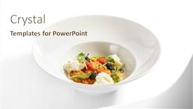  Presentation with italy food - Cool new PPT layouts with tomato-risotto-close-up-served backdrop and a cream colored foreground