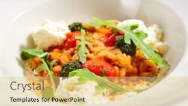  Presentation with italy food - Beautiful PPT theme featuring tomato-risotto-close-up-served backdrop and a lemonade colored foreground