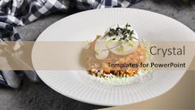  Presentation with textile - Theme having tomato-risotto-with-burrata background and a coral colored foreground
