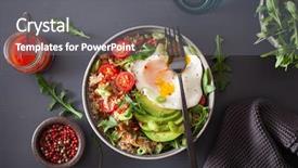  Presentation with quinoa - Slides featuring tomato rocket healthy vegetarian lunch background and a gray colored foreground