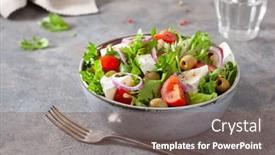  Presentation with tomato - Theme consisting of tomato-salad-with-brie-cheese background and a violet colored foreground