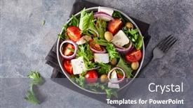  Presentation with tomato - Slide set with tomato-salad-with-brie-cheese background and a  colored foreground