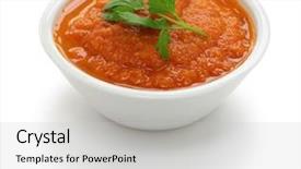  Presentation with dip - Amazing slide set having tomato sauce - salsa roja dip in bowl backdrop and a light gray colored foreground