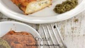  Presentation with pasta sauce - Audience pleasing theme consisting of tomato-sauce-and-basil-pesto backdrop and a mint green colored foreground