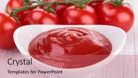  Presentation with tomato ketchup - Colorful PPT layouts enhanced with tomato sauce gaspacho ketchup backdrop and a coral colored foreground