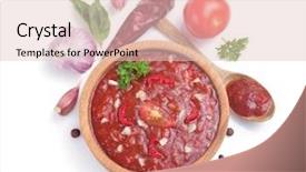  Presentation with sauce - Presentation design featuring tomato sauce in gravy boat background and a lemonade colored foreground