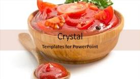  Presentation with classic homemade tomato sauce - Audience pleasing slides consisting of tomato sauce isolated on white backdrop and a coral colored foreground