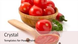  Presentation with tomato - PPT theme with tomato sauce isolated on white background background and a coral colored foreground