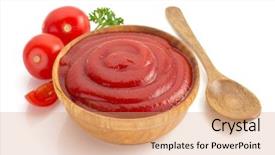  Presentation with sauce - Cool new PPT theme with tomato sauce isolated on white backdrop and a coral colored foreground
