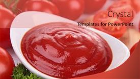  Presentation with tomato ketchup - PPT theme featuring tomato sauce ketchup background and a coral colored foreground