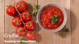  Presentation with sauce - Presentation with tomato sauce on wood background background and a  colored foreground