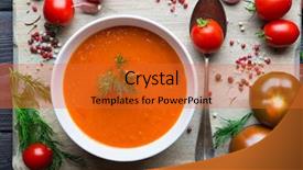  Presentation with tomato - Slide deck consisting of tomato soup and fresh tomatoes background and a red colored foreground