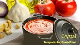  Presentation with tomato - Audience pleasing slides consisting of tomato soup in a black casserole and ingredients backdrop and a tawny brown colored foreground