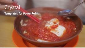 Presentation with instant noodle - Slide deck with tomato-soup-instant-noodle background and a violet colored foreground