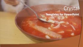  Presentation with instant noodle - Cool new PPT layouts with tomato-soup-instant-noodle backdrop and a coral colored foreground