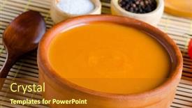  Presentation with italian - Cool new slides with tomato-soup-prepared-in-traditional backdrop and a tawny brown colored foreground