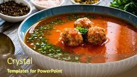  Presentation with tomato - Slide set consisting of tomato-soup-with-pork-meatballs background and a tawny brown colored foreground