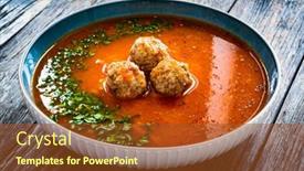  Presentation with tomato - Slides with tomato-soup-with-pork-meatballs background and a  colored foreground