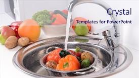  Presentation with splash fruits - Slide deck enhanced with tomato splash water - washing fruits and vegetables close-up background and a sky blue colored foreground