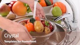  Presentation with splash fruits - Theme featuring tomato splash water - washing fruits and vegetables close-up background and a red colored foreground