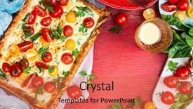  Presentation with simple food - Audience pleasing theme consisting of tomato tart made with puff backdrop and a red colored foreground