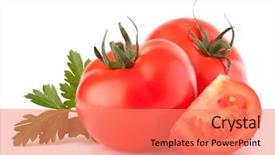  Presentation with tomato - Cool new slides with tomato vegetables and parsley leaves backdrop and a coral colored foreground