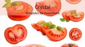  Presentation with collage - PPT theme having tomatoes collage isolated on white background and a coral colored foreground