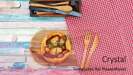  Presentation with peppers - Presentation theme having tomatoes grilled peppers and courgette background and a coral colored foreground