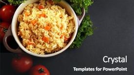 Presentation with rice - Colorful theme enhanced with tomatoes in a cooking pot backdrop and a dark gray colored foreground