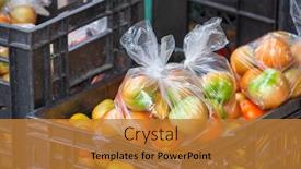  Presentation with supermarkets - Slide deck enhanced with tomatoes-in-plastic-bags-sitting background and a gold colored foreground