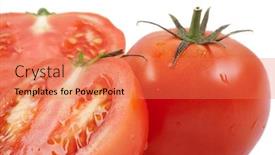  Presentation with cut - Beautiful slides featuring tomat - tomatoes whole and cut isolated backdrop and a coral colored foreground