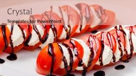  Presentation with cream - Amazing presentation design having tomatoes-with-mozzarella-and-balsamic backdrop and a coral colored foreground