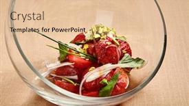  Presentation with dining restaurant - Audience pleasing presentation design consisting of tomatoes-with-stracciatella-in-round backdrop and a lemonade colored foreground