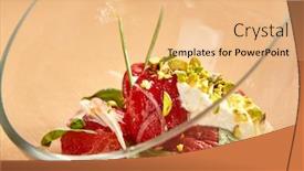  Presentation with dining restaurant - Amazing slide set having tomatoes-with-stracciatella-in-round backdrop and a coral colored foreground