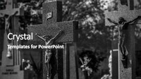  Presentation with jesus christ - Beautiful PPT theme featuring tomb cemetery details of crosses backdrop and a dark gray colored foreground