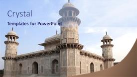  Presentation with taj mahal - Presentation design featuring tomb-of-itimad-ud-daul background and a sky blue colored foreground