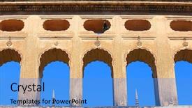  Presentation with mughal history in india - Slide deck consisting of tombs architecture in hyderabad india background and a teal colored foreground