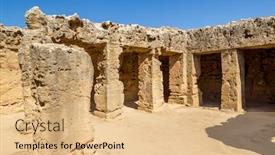  Presentation with ancient kings - PPT theme featuring tombs-of-the-kings-collonade background and a coral colored foreground