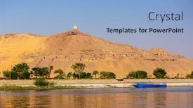  Presentation with nile river - Amazing PPT layouts having tombs-of-the-nobles-mountain backdrop and a light blue colored foreground