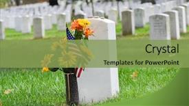  Presentation with united nation organization - Presentation having tombstones in arlington national cemetery background and a seafoam green colored foreground