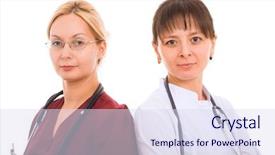  Presentation with female leader social media - Presentation theme featuring tomograf - female medical team blonde background and a  colored foreground