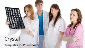  Presentation with group of wildlife crocodile isolated - Cool new presentation theme with tomograf - group of young doctors isolated backdrop and a  colored foreground