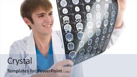  Presentation with pale male hawk - Beautiful presentation theme featuring tomograf - male doctor looking tomogram isolated backdrop and a  colored foreground