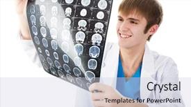  Presentation with pediatrics toddler and doctor - Audience pleasing presentation theme consisting of tomograf - male doctor looking tomogram isolated backdrop and a  colored foreground