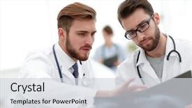  Presentation with scoliosis x ray - Slides with tomograf - two doctors looking at x-ray background and a light gray colored foreground