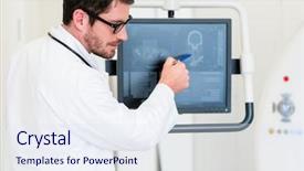  Presentation with mri - Cool new slides with tomograph - doctor in hospital explaining picture backdrop and a sky blue colored foreground