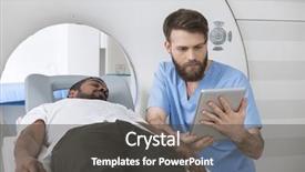  Presentation with scanner - Beautiful slides featuring tomograph - doctor using digital tablet backdrop and a dark gray colored foreground