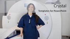  Presentation with mri - Theme featuring computed tomography axial - female radiologist with hand background and a light gray colored foreground