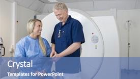  Presentation with mri - Colorful PPT theme enhanced with resonant electronics - male doctor showing digital tablet backdrop and a teal colored foreground