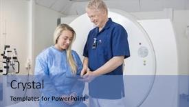  Presentation with mri - Cool new slide set with resonant electronics - male doctor showing tablet computer backdrop and a teal colored foreground